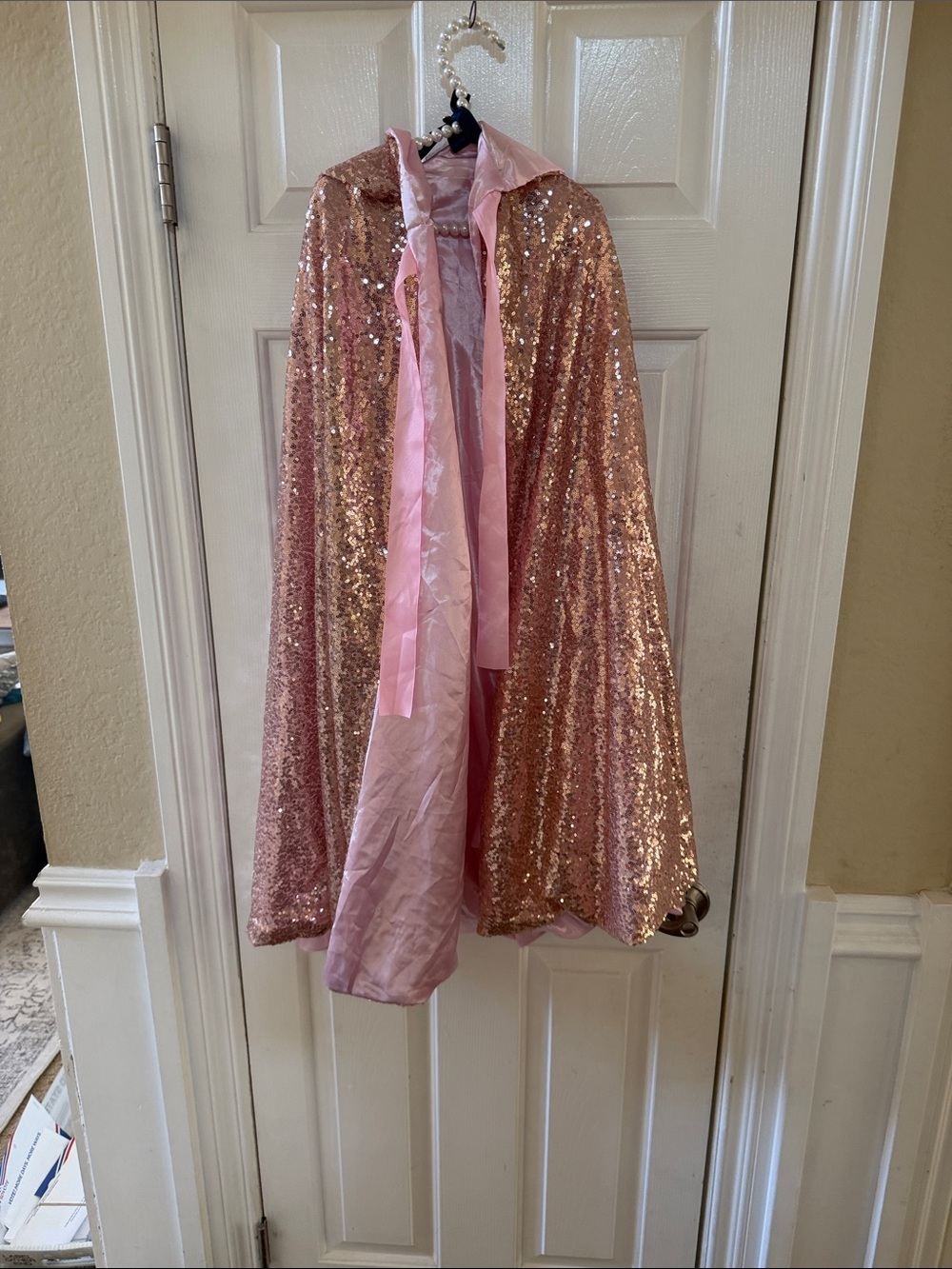 Girls' Pink Sequin Cape Jacket - Shimmery Pink Coat
